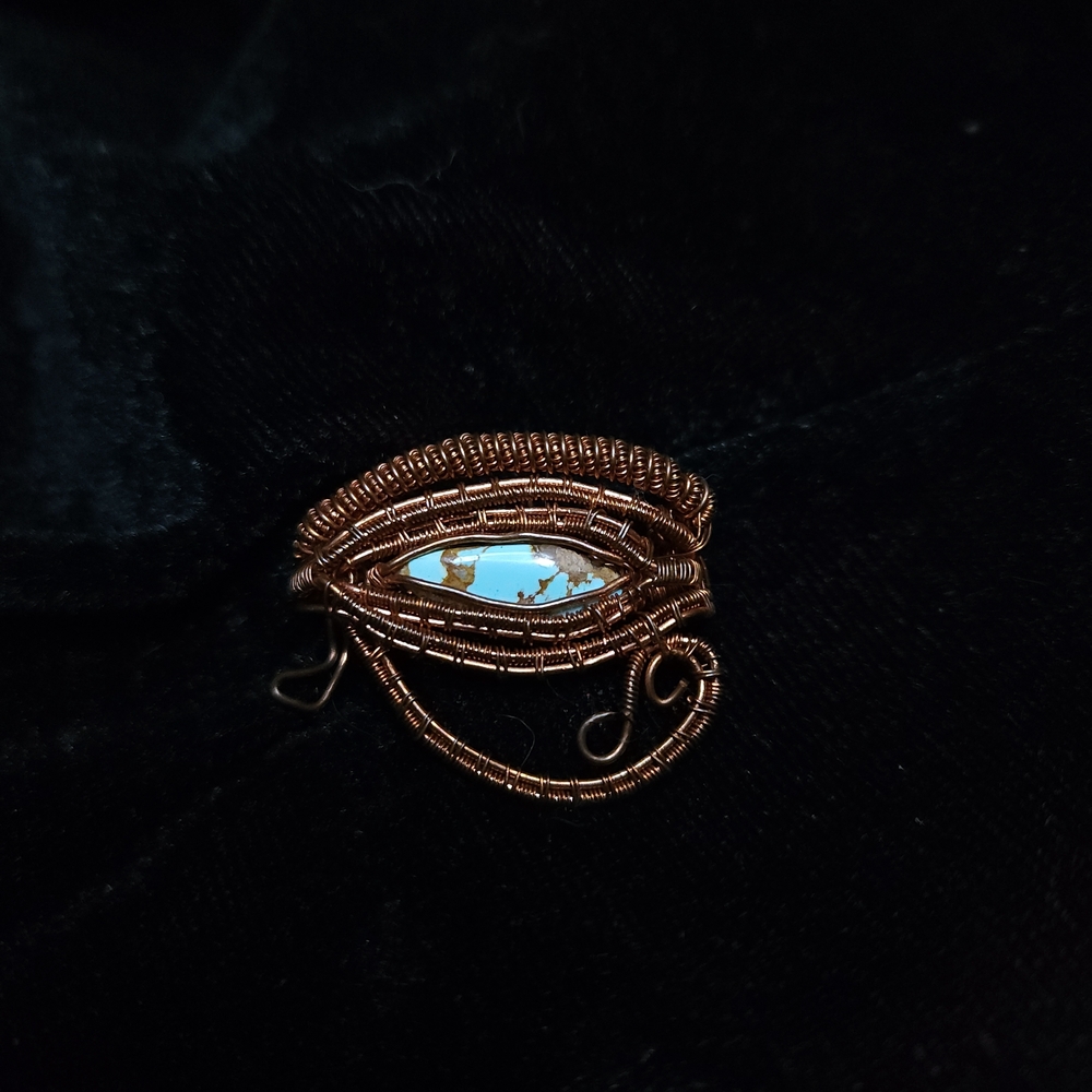 Artisan Copper Wire Wrapped Ring With Turquoise A… - image 1